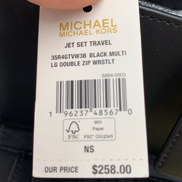 Michael Kors Large Double Zip Wristlet 
Smartphone Case Wallet Black Multi - Picture 12 of 12